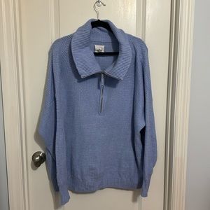 Aerie Cozyup Waffle Knit Quarter Zip Sweatshirt